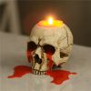 Halloween Ornament 2022,Skull Candle Holder Home Decoration Antique Tears Ornaments Columnar Candle Base Tea Wax Holder