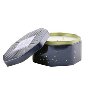 VOLUSPA - 3 Wick Octagon Tin Candle - Makassar Ebony & Peach  6862 340g/12oz