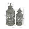 DecMode 2 Holder Black Metal Decorative Candle Lantern with Intricate Scroll Work, Set of 2