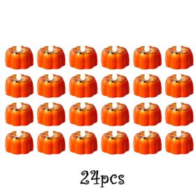 12/24pcs Halloween Pumpkin Candle Light Pumpkin Lantern Lamp Ornaments Ghost Festival Props Halloween Party Supplies Home Decor (Color: 24pcs Type B)