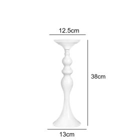 Gold/ Silver/White Metal Candle Holders Flower Vase Candlestick Centerpieces Road Lead Wedding Party Home Table Event Decoration (Color: medium white)