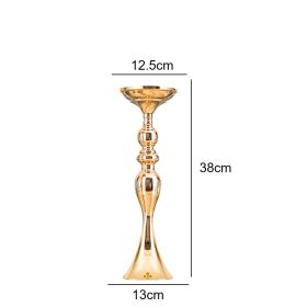 Gold/ Silver/White Metal Candle Holders Flower Vase Candlestick Centerpieces Road Lead Wedding Party Home Table Event Decoration (Color: medium gold)