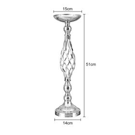 Gold/ Silver Flowers Vases Candle Rack Stand Holders Wedding Decor Road Lead Floral Bouquet Party Props Table Centerpiece Pillar (Color: Silver Middle)