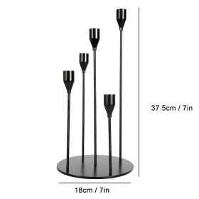 5 Head Luxury Metal Candle Holders Exquisite Candlestick Candle Stand Wedding Table Centerpieces Christmas Home Party Decoration (Color: 5 heads Black)