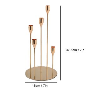 5 Head Luxury Metal Candle Holders Exquisite Candlestick Candle Stand Wedding Table Centerpieces Christmas Home Party Decoration (Color: 5 heads Gold)