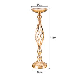 Gold/Silver Wedding Candle Holders Decor Table Centerpiece Pillar Flower Vase Rack Stand Road Lead Floral Bouquet Party Supplies (Color: Gold Middle)