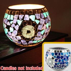 Mosaic Glass Candlestick Color Snowflake Mosaic Candle Holder Romantic Candlelight Table Centerpieces Party Dinner Wedding Decor (Color: 1PCS B)