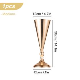 1/2Pcs Metal Candle Holders Flower Vase Centerpiece for Table Decor Candlestick Flower Pillar Road Lead Candelabra Wedding Party (Color: 1Pcs-Medium)