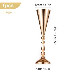 1/2Pcs Metal Candle Holders Flower Vase Centerpiece for Table Decor Candlestick Flower Pillar Road Lead Candelabra Wedding Party (Color: 1Pcs-Large)