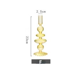 Vintage Glass French Style Candlestick Crystal Glass Candle Holders Simple Wedding Romantic Candlelight Dinner Home Decoration (Color: F)