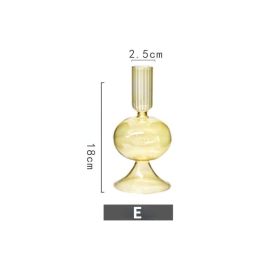 Vintage Glass French Style Candlestick Crystal Glass Candle Holders Simple Wedding Romantic Candlelight Dinner Home Decoration (Color: E)