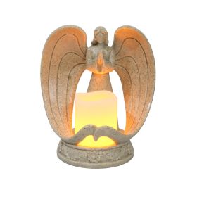 Nordic Style Resin Angel Electronic Candle Holder Living Room Church Decorations (Color: sand)