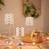 Luxury Crystal Metal Candle Holders Flowers Candlestick Glass Wedding Table Centerpiece Road Lead Candelabra Wedding Party Decor