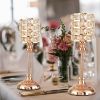 Luxury Crystal Metal Candle Holders Flowers Candlestick Glass Wedding Table Centerpiece Road Lead Candelabra Wedding Party Decor