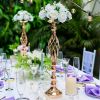 Gold/Silver Wedding Candle Holders Decor Table Centerpiece Pillar Flower Vase Rack Stand Road Lead Floral Bouquet Party Supplies