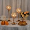 Crystal Candle Holder Pillar Gold/Silver Metal Tealight Candlestick Wedding Table Centerpiece Party Christmas Home Desktop Decor