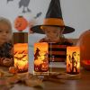 3 Pack Halloween Flameless Candle Lamp with Timer Setting Battery Operated Warm Orange Light Candles for Halloween Party Decoration Spider Crow Skull